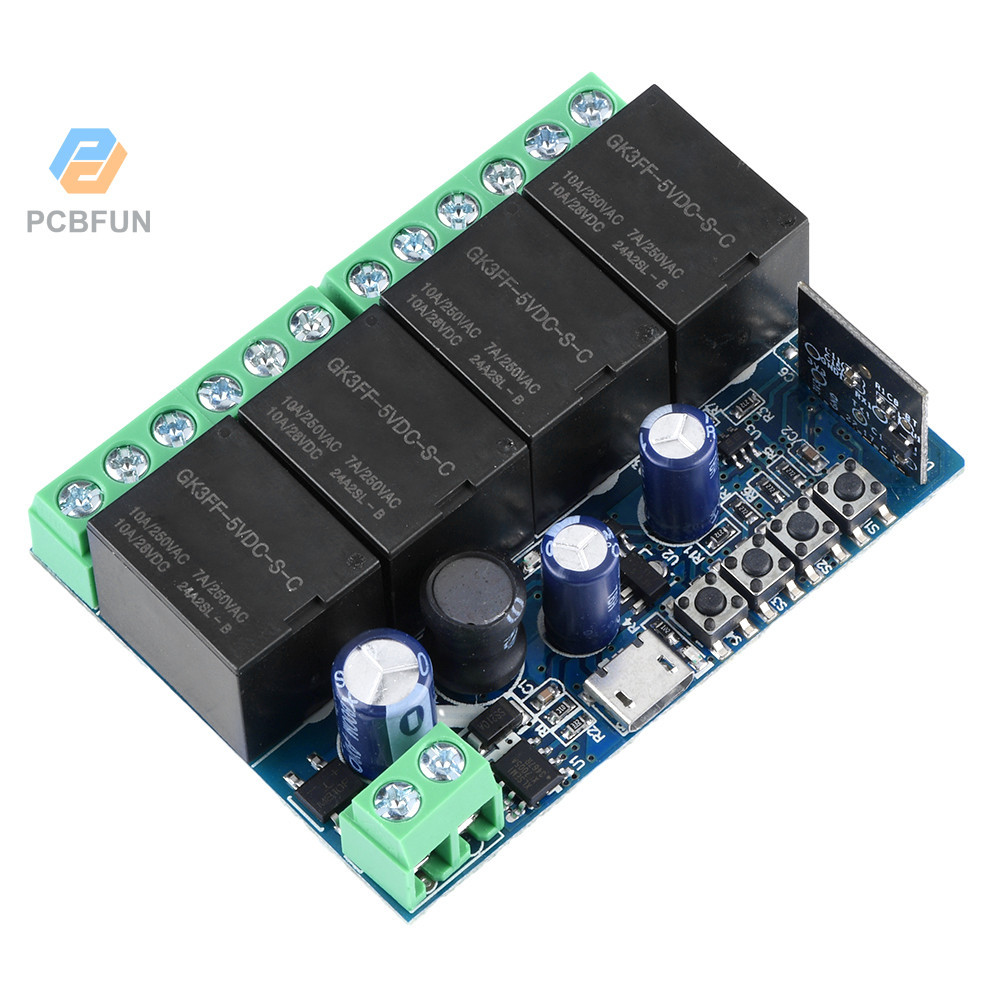 Pcbfun โมดูลรีเลย์สวิตช์ไร้สาย USB 5V DC7-48V สําหรับ Ewelink Smart Wifi 4ch