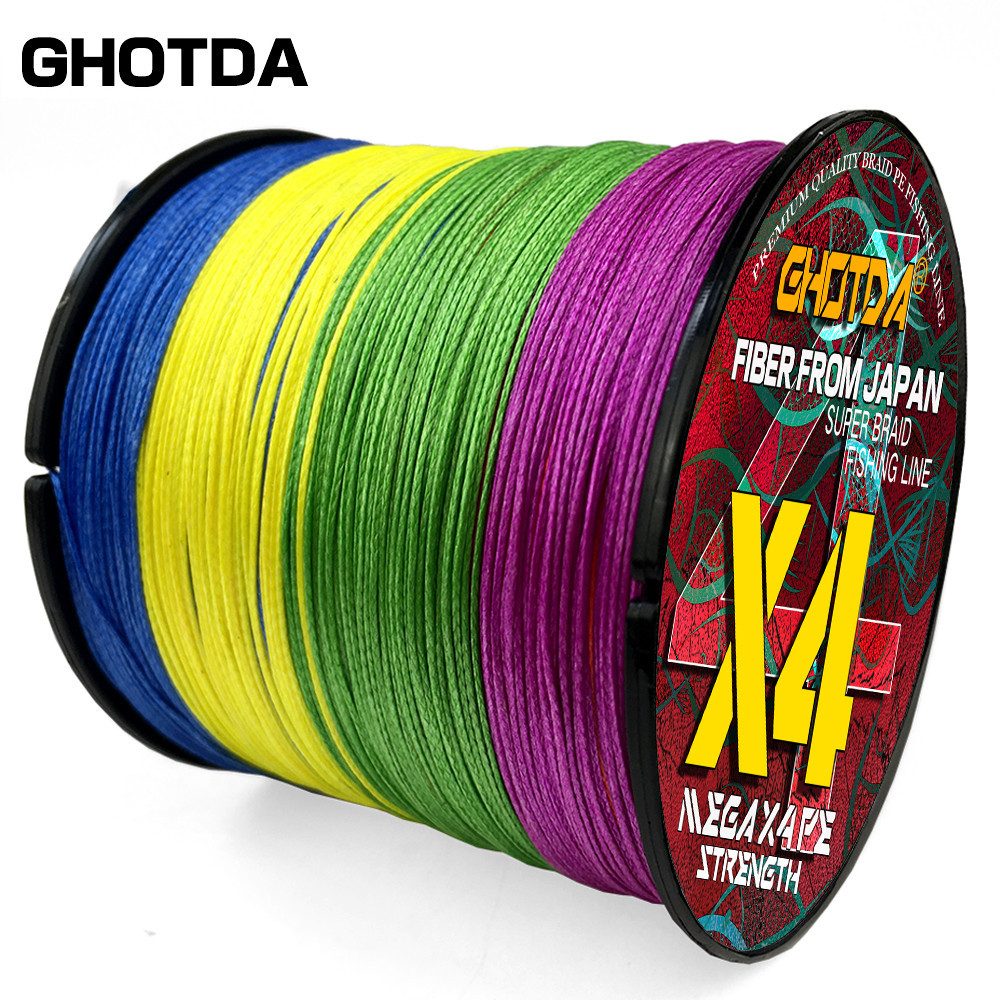 Ghotda Pesca สายเอ็นตกปลา PE แบบถัก 300 100 ม. หลากสี 4 เส้น