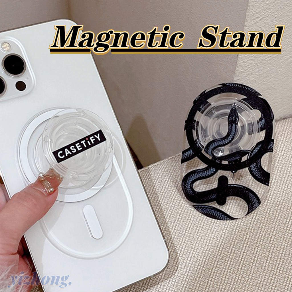 Casetify ขาตั้งโทรศัพท์มือถือ PC กันกระแทก พิมพ์ลายงู สีดํา สําหรับแท็บเล็ต