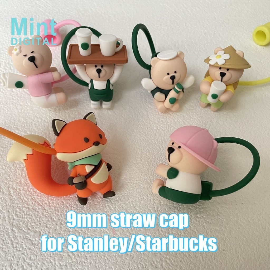 ฝาหลอดดูดน้ํา ซิลิโคน เกรดอาหาร กันฝุ่น ทนความร้อน 9 มม. สําหรับหลอดดูดน้ํา Starbucks Stanley