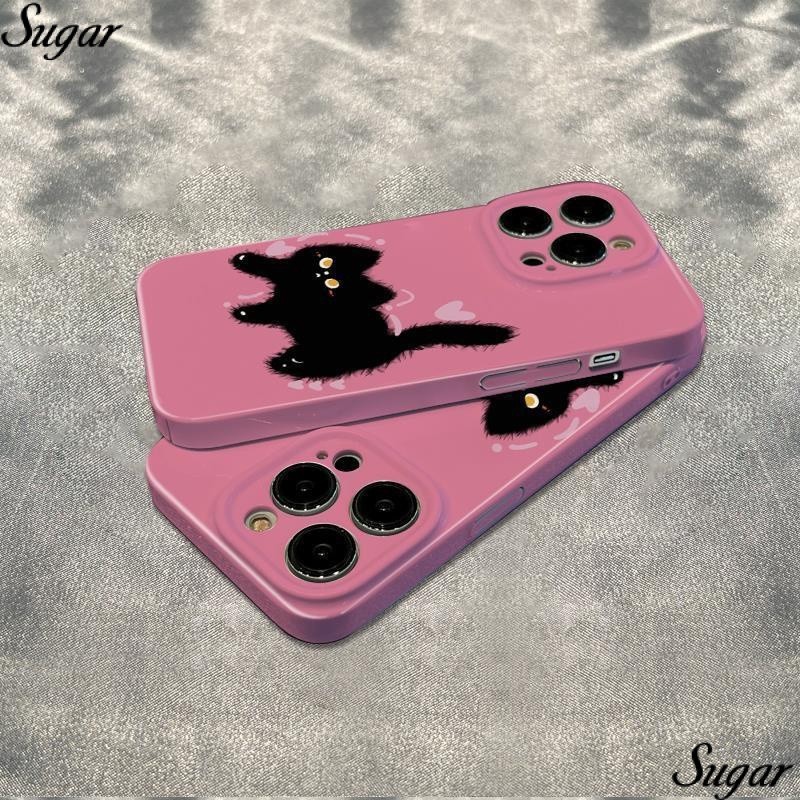 เคสโทรศัพท์มือถือแบบแข็ง ลายแมวดําน่ารัก สําหรับ iPhone 15PROMAX 14 13pro 12 11 xsmax XR 7 8p