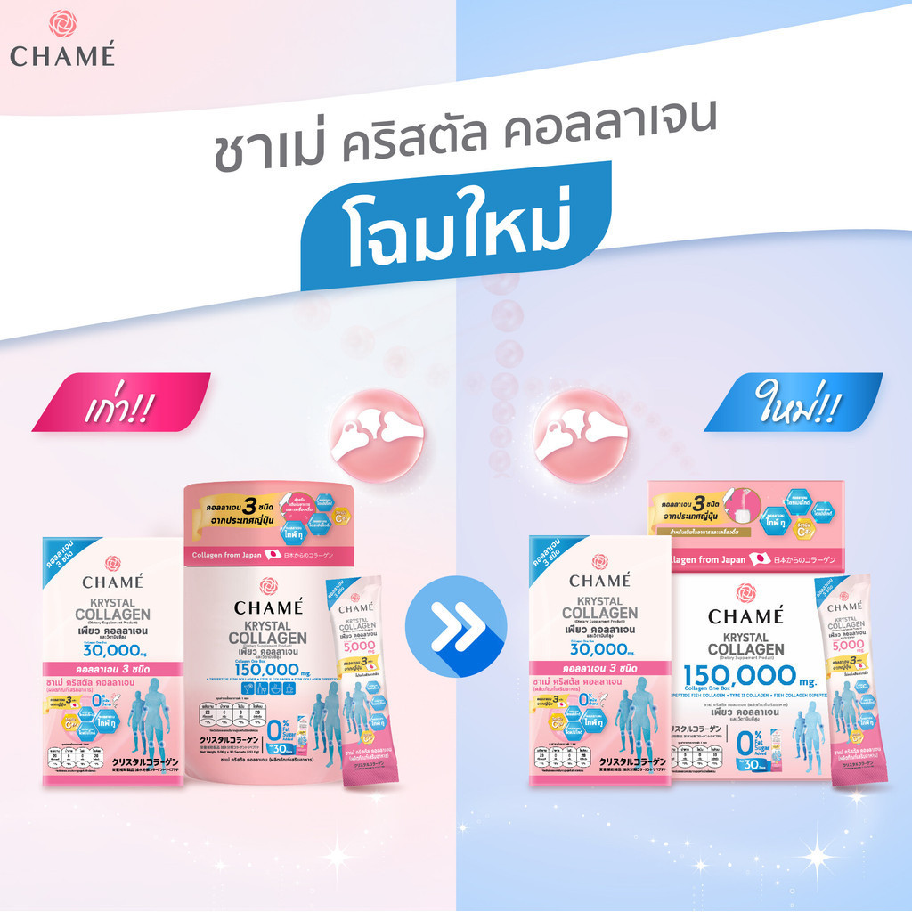 Chame Krystal Collagen ชาเม่ คริสตัล คอลลาเจน ขนาด 30 ซอง
