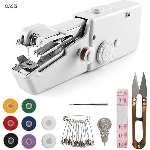 จักรเย็บผ้าไฟฟ้าขนาดเล็กแบบพกพาชุดงานฝีมือมือถือพร้อมอุปกรณ์เสริม