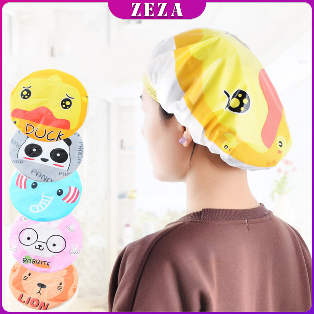 ZEZA หมวกคลุมผมอาบน้ำ กันน้ำ ลายการ์ตูนน่ารัก   Shower Cap Kids
