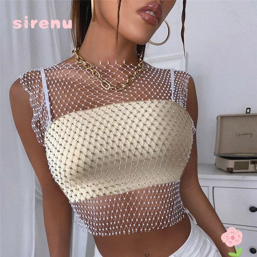 Sirenu ประกายตาข่ายด้านบน, กลวงออก สีดํา ชุดชั้นในสตรี, ผ้าคลุมชายหาด