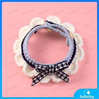 ปลอกคอ ผ้าถัก ประดับโบว์น่ารัก สามารถปรับได้ อุปกรณ์เสริม สําหรับสัตว์เลี้ยง สุนัข แมว