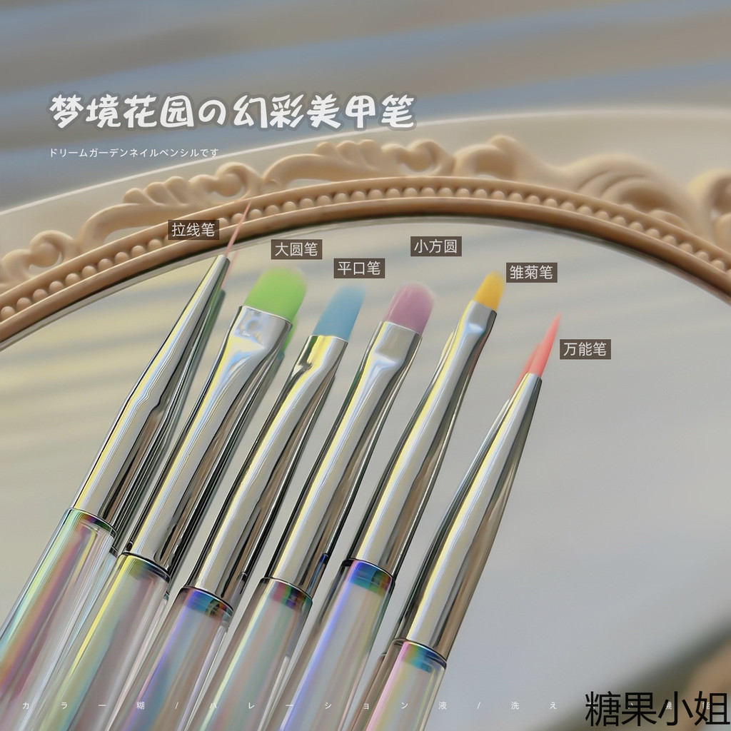 ขนแปรงทาสีเล็บสำหรับการสร้างสรรค์และระบายสี แปรงวาดรูปทรงสี่เหลี่ยมและทรงกลมขอบแบน