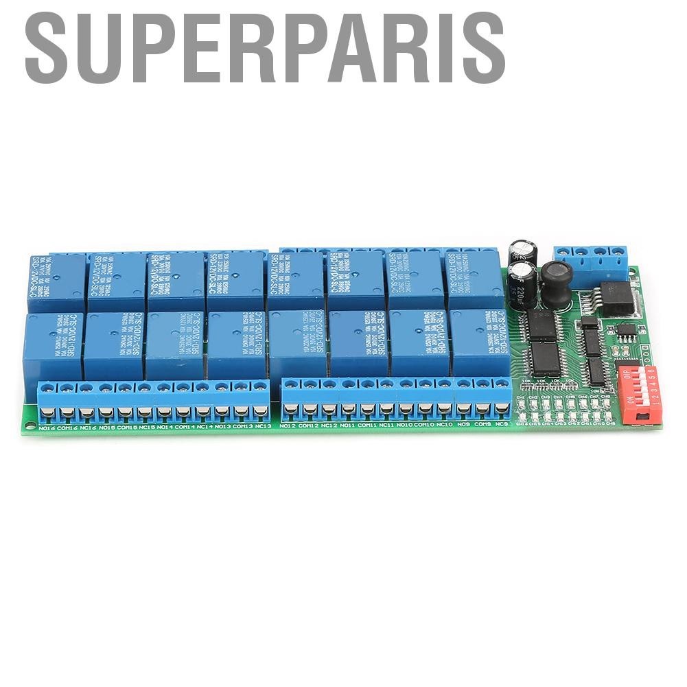 Superparis Serial Port Switch RTU Relay DC 12V 16 Channel RS485 Module Board PLC