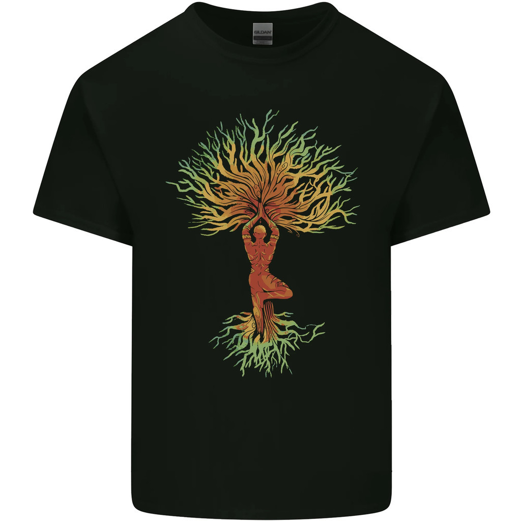 โยคะ Tree Man สมาธิ Mens Cotton Tee