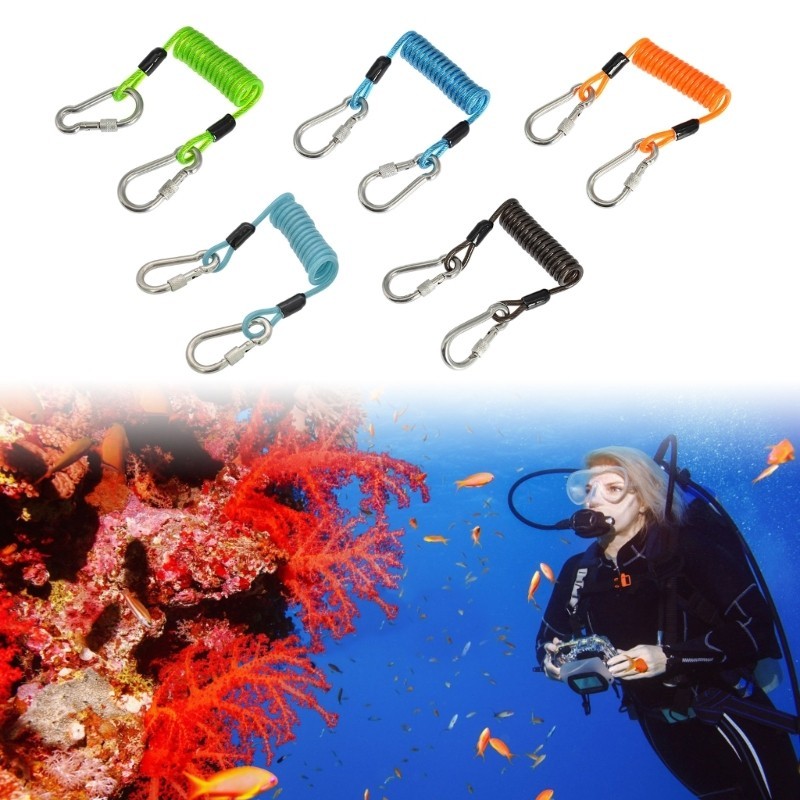 Cozy Divings Spirals Spring Lanyard Quick Release Clip Underwaters Antilost Rope