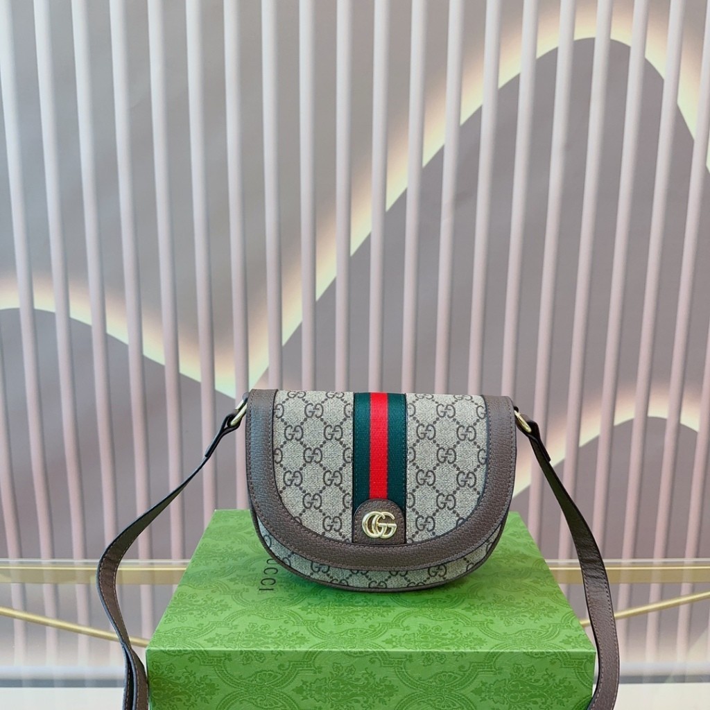 Gucci Ophidia Series กระเป๋าหนัง ลายทาง สีแดง สีเขียว สไตล์คลาสสิก สําหรับผู้หญิง