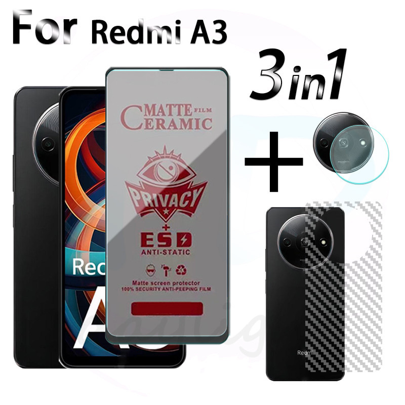 3 in 1 ฟิล์มเซรามิค กันแอบมอง กันรอยเลนส์กล้อง ยืดหยุ่น สําหรับ Redmi A3 Redmi Note 13 Note 13 Pro 13C