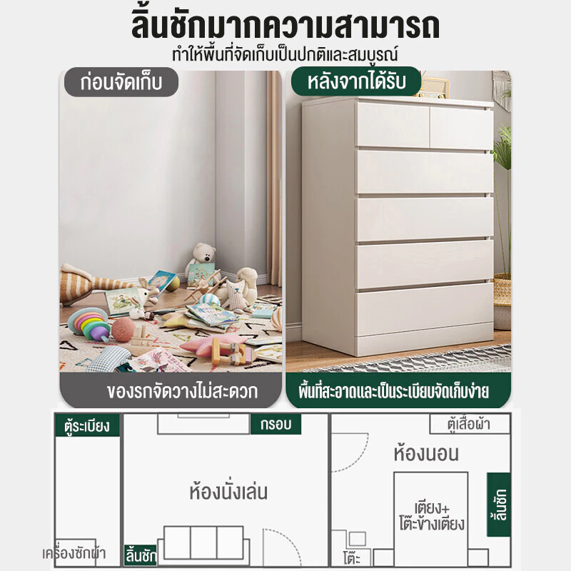 ตู้ลิ้นชักเก็บของ 3/4/5 ชั้น สไตล์มินิมอล thumbnail 4