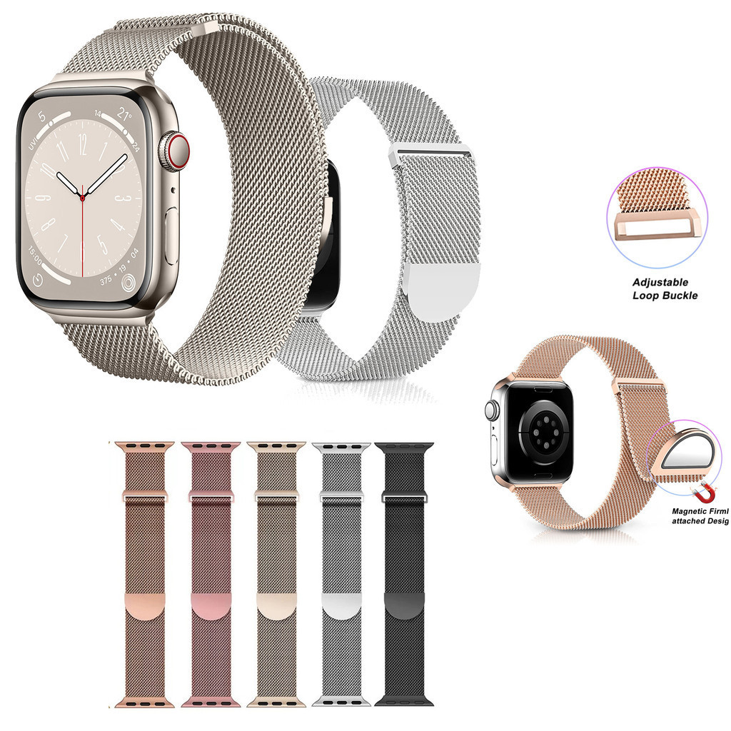 Milanese สายนาฬิกาข้อมือสเตนเลส แม่เหล็ก สําหรับ IWatch Ultra 2 49 มม. 38 มม. 40 มม. 42 มม. 44 มม. 41 มม. 45 มม. Series 9 8 7 6 5 4 3