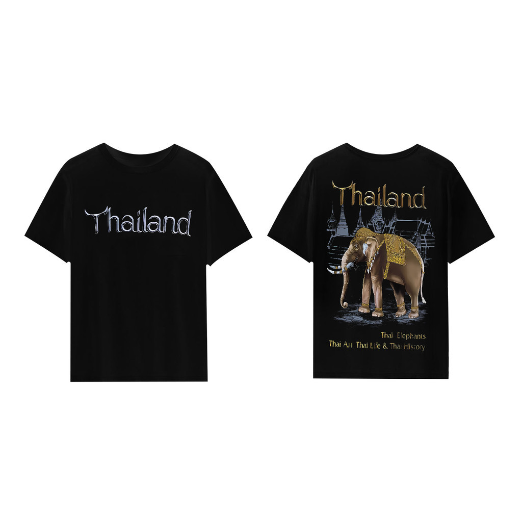 Thailandเสื้อยืดคอกลมลายช้าง คอปก คอปก คอปก 【S-3XL COD】
