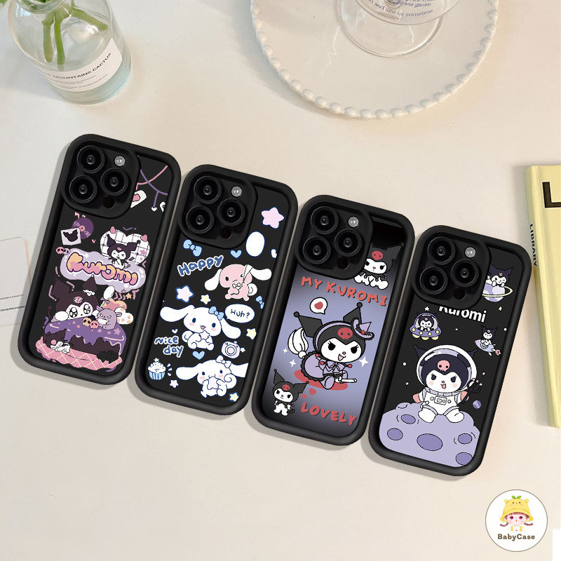 การ์ตูนน่ารัก Kuromi Happy Cinnamoroll Soft Case สำหรับ iPhone 7Plus 11 15 12 14 13 Pro Max 15 8 7 6s 6 Plus XR X XS Max