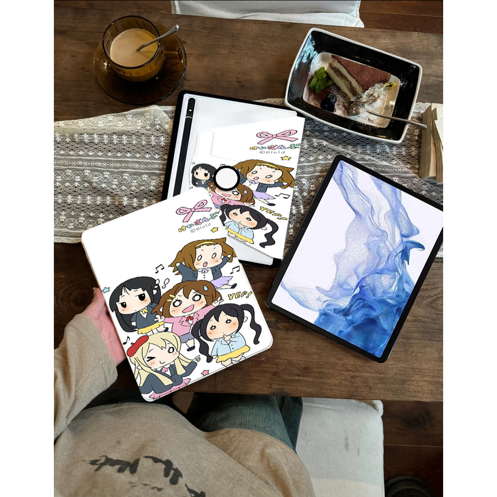 【พร้อมส่ง】เคสฝาพับ Samsung Tab case S6 lite A8 A9+ S7fe S9FE S7 S8 + เคสหมุนได้360 องศาหมุน วัสดุอะคริลิ ลายการ์ตูน