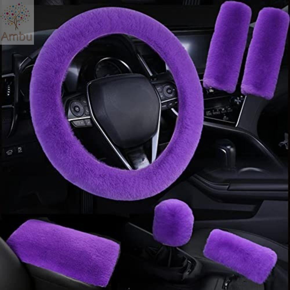 Ambu 6 ชิ้น/เซ็ตตุ๊กตาพวงมาลัยรถ,ฤดูหนาวที่อบอุ่น Auto Center Armrest Cove, นุ่มปุยรถอุปกรณ์เสริมเข็มขัดนิรภัยไหล่ Pads เกียร์ Shift Cover