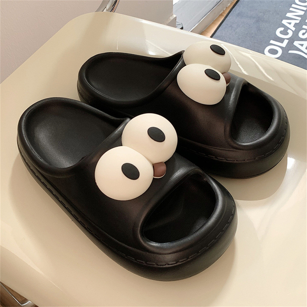 Influencer สนุกตาโตน่ารัก Stepping on Shit Feel Baotou รองเท้าแตะผู้หญิงฤดูร้อนหนา Soled รองเท้าแตะสวมใส่ด้านนอก Flip-Flops