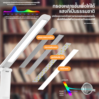 โคมไฟอ่านหนังสือ ไฟ3สี โคมไฟตั้งโต๊ะ LED แบบพกพา ความสว่างสองเท่า รุ่นสัมผัส ปรับได้5ระดับ โต๊ะทำงานโคม