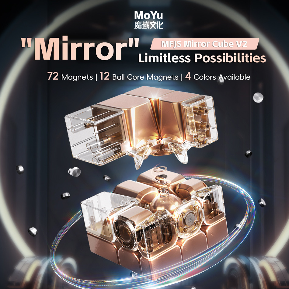Moyu Mirror Cube V2 3x3 Magnetic Magic Cube ลูกบาศก์ความเร็วระดับมืออาชีพ