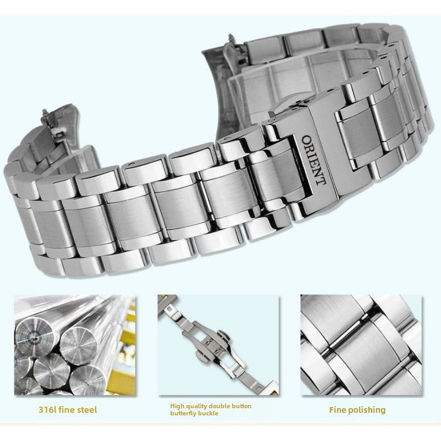 สายนาฬิกาสแตนเลสแบบแข็ง 12-24 มม. สําหรับนาฬิกา Orient Double Lion & Mechanical - สายทดแทนระดับพรีเมียมสําหรับผู้ชายและผู้หญิง (หลายขนาด)