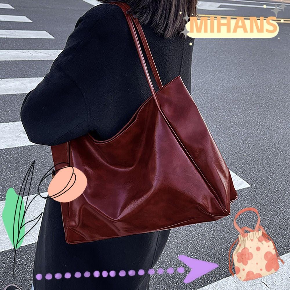 Mih Tote Bag, กระเป๋าสะพายความจุขนาดใหญ่ทุกการแข่งขัน, กระเป๋าผู้หญิง PU Commuting อินเทรนด์
