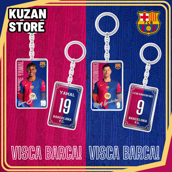 GANTUNGAN Barcelona 24/25 พวงกุญแจ / พวงกุญแจเครื่องเล่นบาร์เซโลนาอะคริลิค / พวงกุญแจฟุตบอล (Yamal, Raphinha, Lewandowski, Pedi, Gavi, Olmo ฯลฯ)