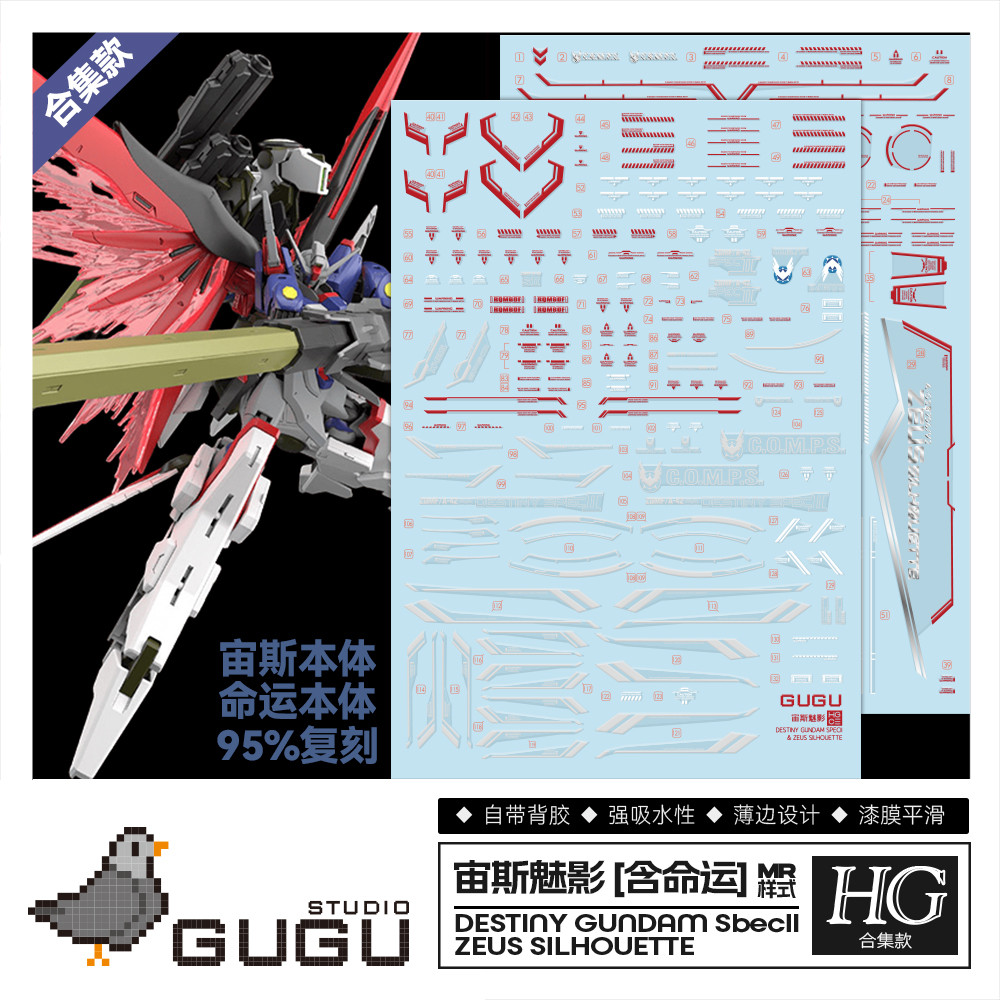 GUGU H258 HG Destiny Spec II 2 Zeus Silhouette MR สติ๊กเกอร์สไลด์น้ํา ไม่รวมรุ่น GUGUHG014