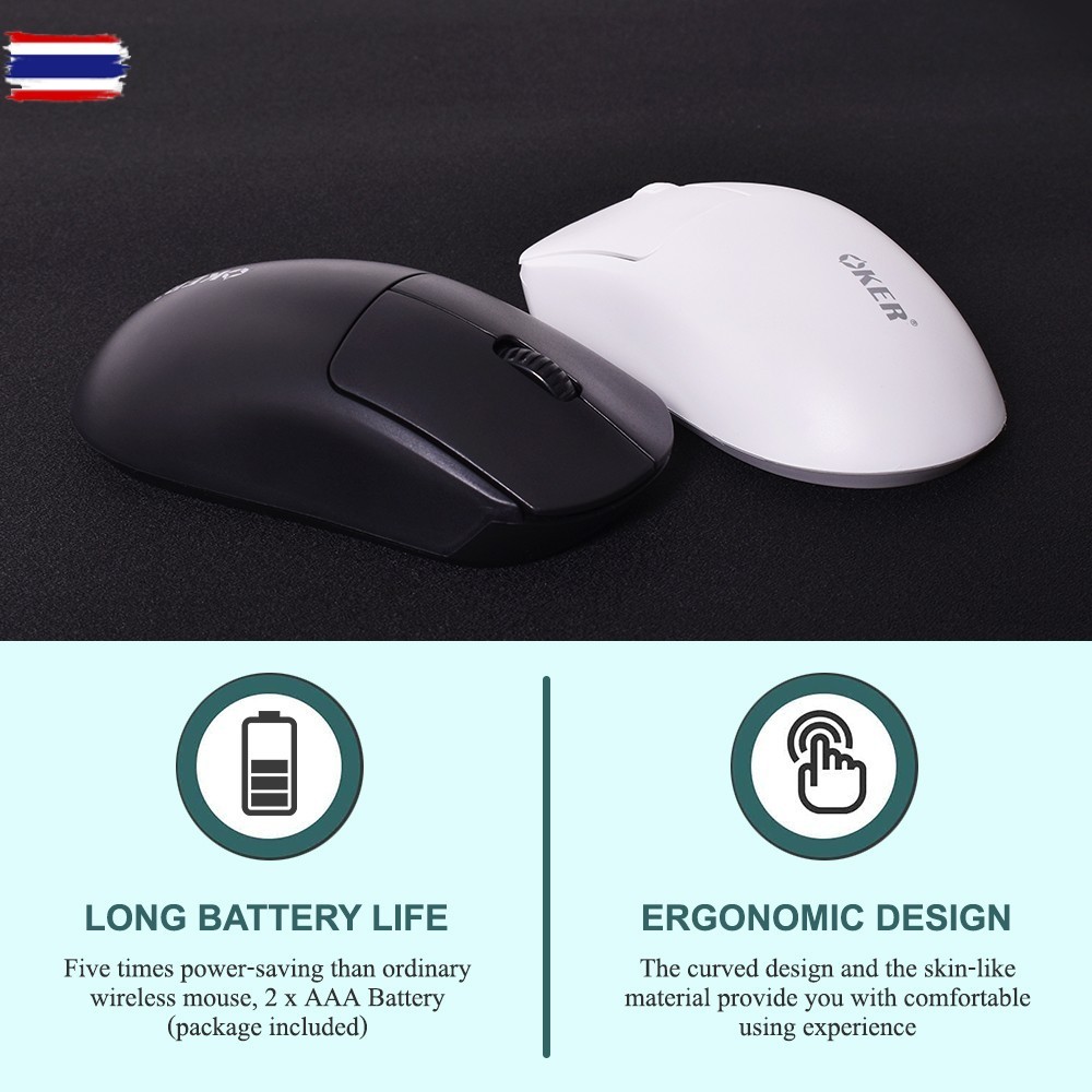 แท้ OKER M198 HIGH PRECISION Optical WIRELESS MOUSE เมาส์ไร้สาย เมาส์ 2.4GHz with USB Mini Receiver 