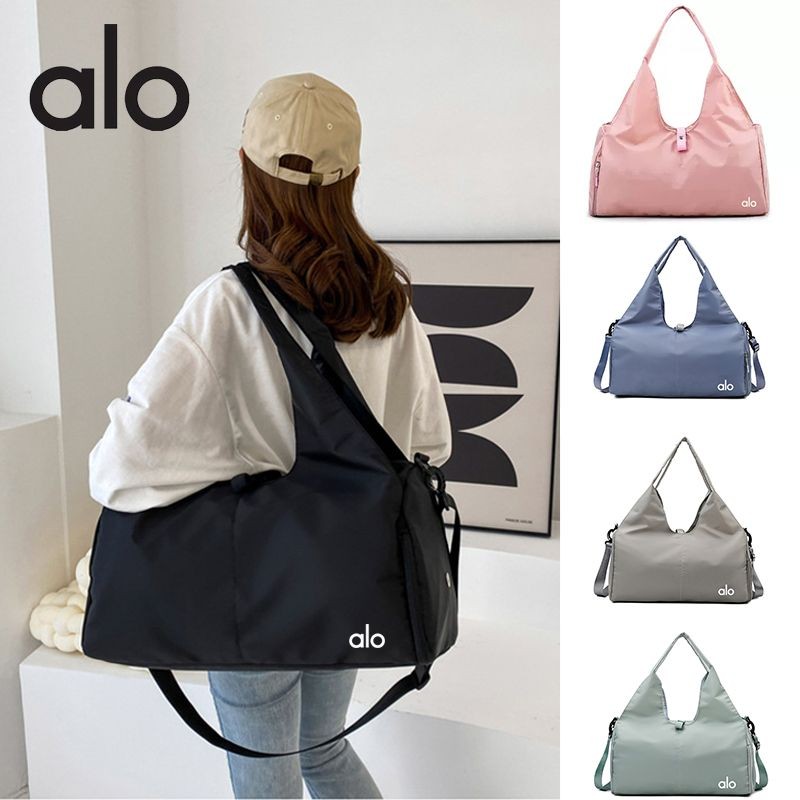 Alo Yoga Fitness Storage กระเป๋าสะพายเดินทางนักศึกษาวิทยาลัยความจุขนาดใหญ่กระเป๋าหิ้วมัลติฟังก์ชั่นแบบพับได้