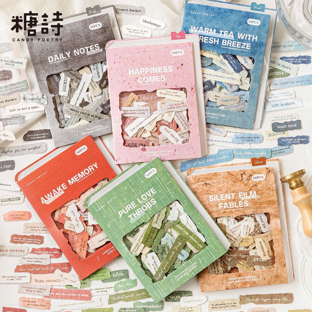 50 ชิ้น Vintage สติกเกอร์ชุดตัวอักษรภาษาอังกฤษ Self-Adhesive สติกเกอร์ DIY ป้ายสําหรับ Art Craft Scrapbooking Junk Journal อุปกรณ์ ราคา ถูกที่สุด ดีลบีเคเค