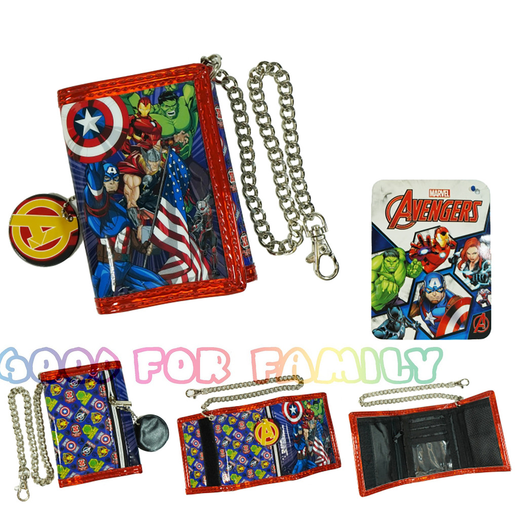 กระเป๋าสตางค์ Avengers MARVEL CaptainAmerican IronMan Hulk Thor โซ่ สีดำ ขนาด 11.5 * 9 ซม. อเวนเจอร์ - รูปที่ 3