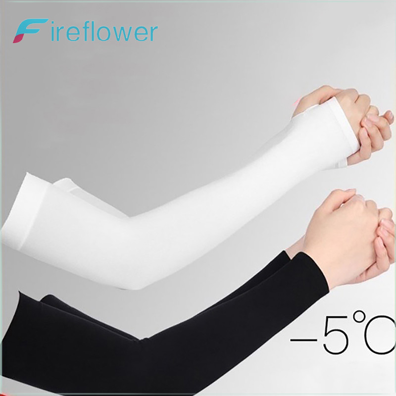 Fireflower ตรงผ้าไหมน้ําแข็งแขน Cuff แขนแขน Uv Sun ปกป้อง Anti-Slip ฤดูร้อนผู้ชายผู้หญิงถุงมือขี่กลางแจ้ง