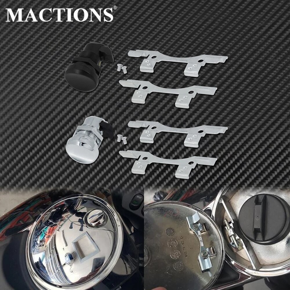 BAMotorcycle CNC Fuel Door Latch Push Button Gas Oil Cap Tank For Harley Touring Street Glide Electra Glide Road Glide 1