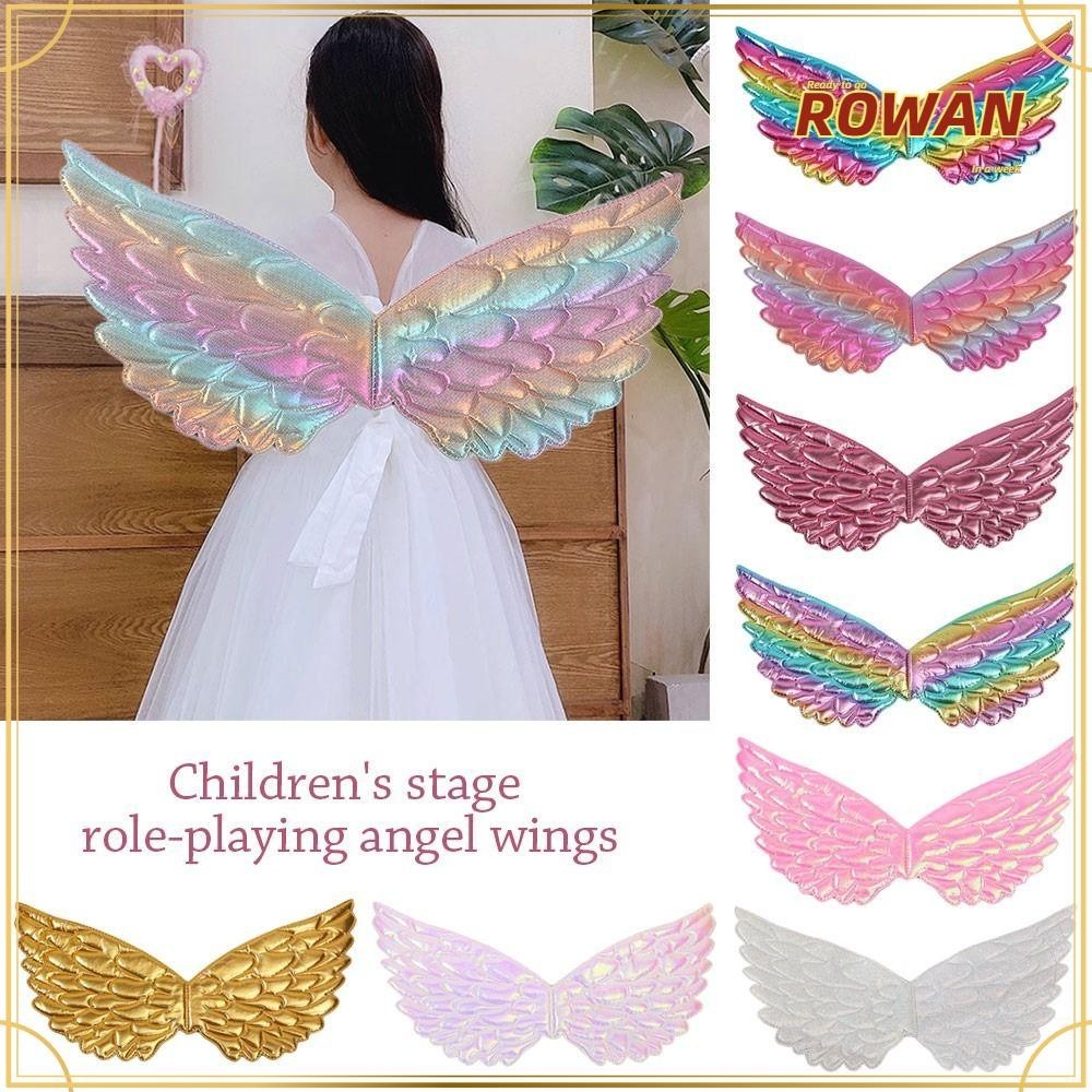 Rowans พร็อพคอสเพลย์ ปีกนางฟ้า สีรุ้ง แวววาว สําหรับการแสดงบนเวที อาบน้ําเด็ก ของขวัญวันเกิด