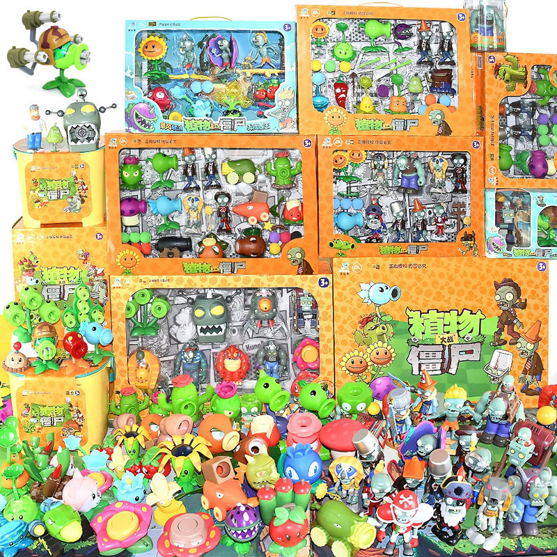 เกมต่อสู้ แบบบรรจุกล่อง Zombies PVZ ตุ๊กตาซอมบี้ ฟิกเกอร์พืชจํานวนมาก สามารถยิงไวนิล ของเล่นพลาสติกแข็ง พร้อมกล่อง เกมโต้ตอบ ของขวัญสําหรับเด็ก