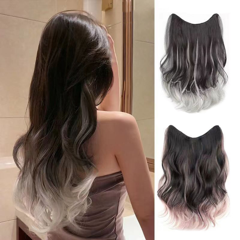 วิกผมลอน แฮร์พีชไฮไลท์ ลอนไฮไลท์สีสวย ยาว40cm ไหมเป็นธรรมชาติ