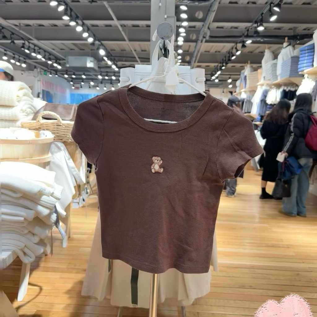 เสื้อยืดคอกลม แขนสั้น ปักลายกวาง หมี เหมาะกับฤดูร้อน สไตล์อเมริกัน สําหรับผู้หญิง