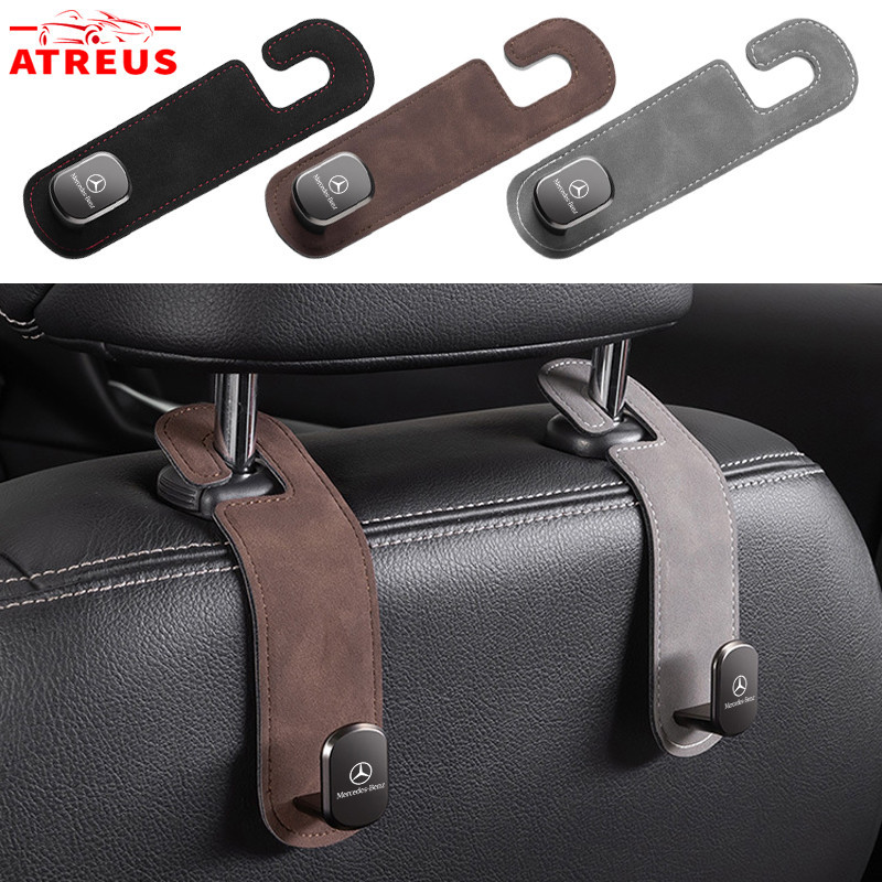 1/2 ชิ้น Mercedes Benz หรู รถ เบาะหลัง ตะขอแขวน หนังกลับ รถ ออแกไนเซอร์ ที่นั่ง ด้านหลัง ตะขอ สำหรับ Mercedes Benz EQE EQC W207 W211 W205 W212 W204 W220 W206 W124 W213 W218 W222