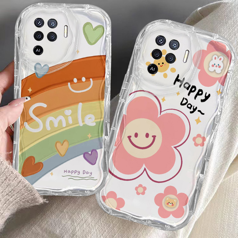 เคส OPPO A94 2021 ปลาวาฬ ดอกไม้ แมว สายรุ้ง กรณีโทรศัพท์มือถือ ซอฟต์แวร์ป้องกันกล้อง ครอบคลุมหนา TPU โปร่งใส