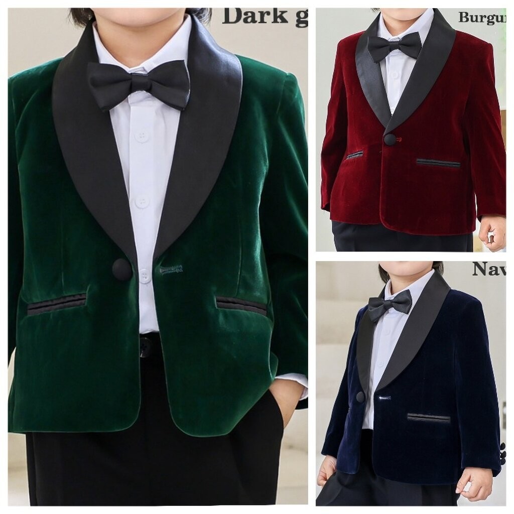 Bc0133- Bc-เสื้อสูทเด็กชาย เสื้อโค้ทเด็กชายเนื้อผ้ากำมะหยี่เนื้่อละเอียดสวย ผ้าสวยดูดี ติดซับ ใส่สบาย (เฉพาะเสื้อสูทต...