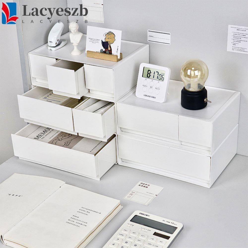 Lacyeszb กล่องลิ้นชักพลาสติก ขนาดใหญ่ วางซ้อนกันได้ ประหยัดพื้นที่ สําหรับเก็บเครื่องเขียน สํานักงาน โรงเรียน