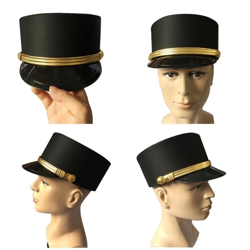 KIN Black Hotel Watter Doorman Hat Performances Security Guard Hat for Teen Adult