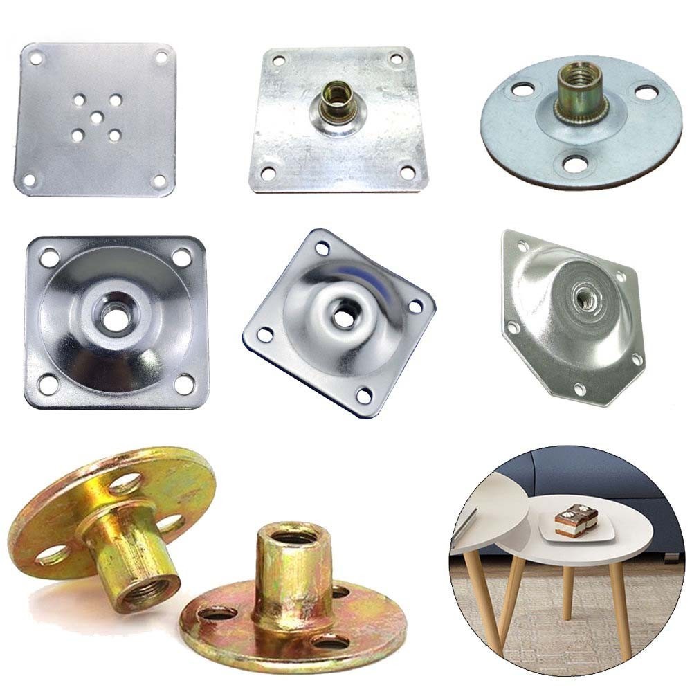 แผ่นเหล็กเชื่อมต่อขาเฟอร์นิเจอร์ M6 M8 M10 อุปกรณ์เสริม สําหรับโต๊ะไม้เนื้อแข็ง