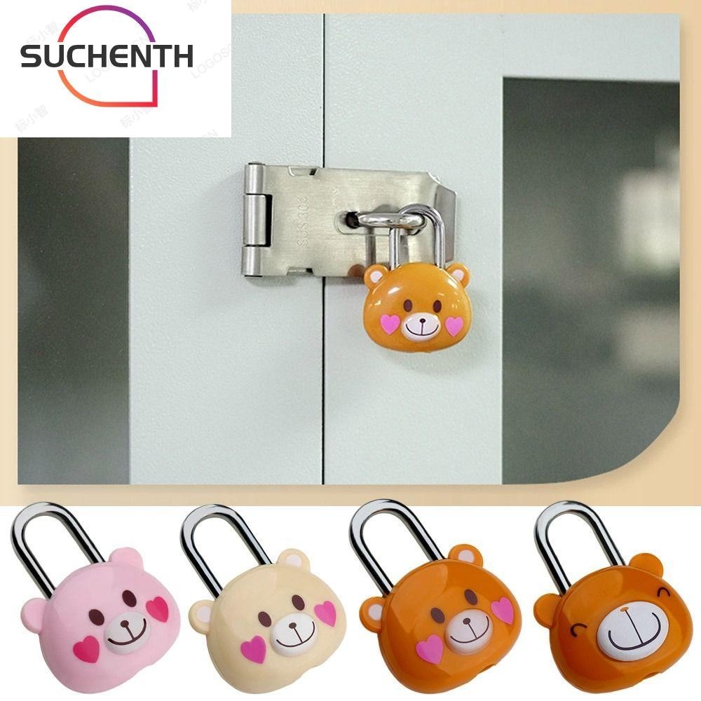 Suchenth กุญแจ ตัวล็อคตู้ เหล็ก หมีน่ารัก ฮาร์ดแวร์พลาสติก การ์ตูนหมี ล็อคหอพัก