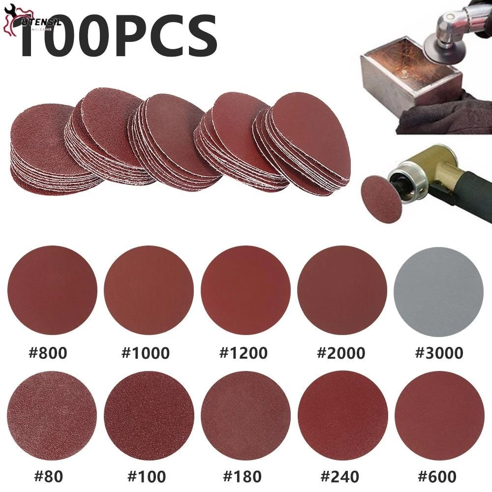 แผ่นกระดาษทรายขัด ทรงกลม 2 นิ้ว 80-3000 ช่อง [100 ชิ้น]