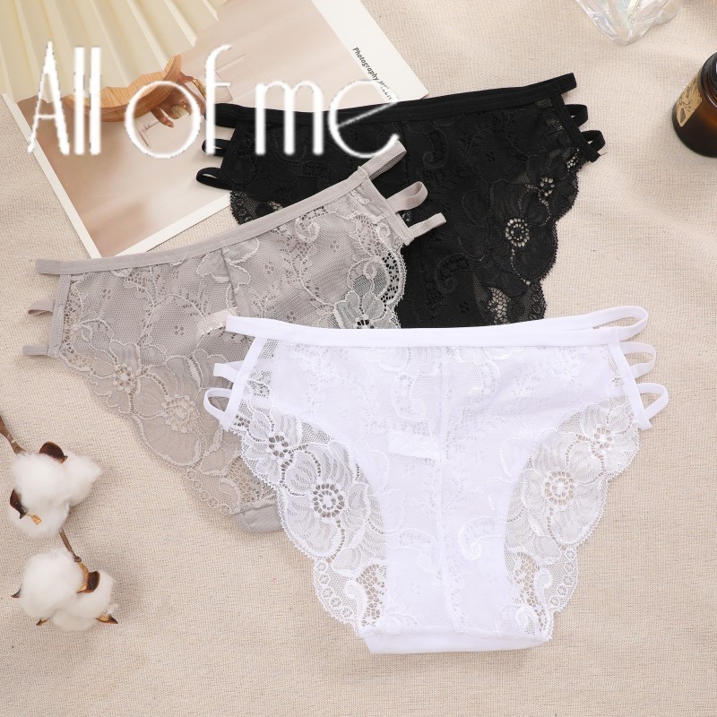 Allofme ผู้หญิง เซ็กซี่ ลูกไม้ ดอกไม้ กางเกงใน เอวต่ํา สีพื้น กางเกงใน หญิง นุ่ม ชุดชั้นใน