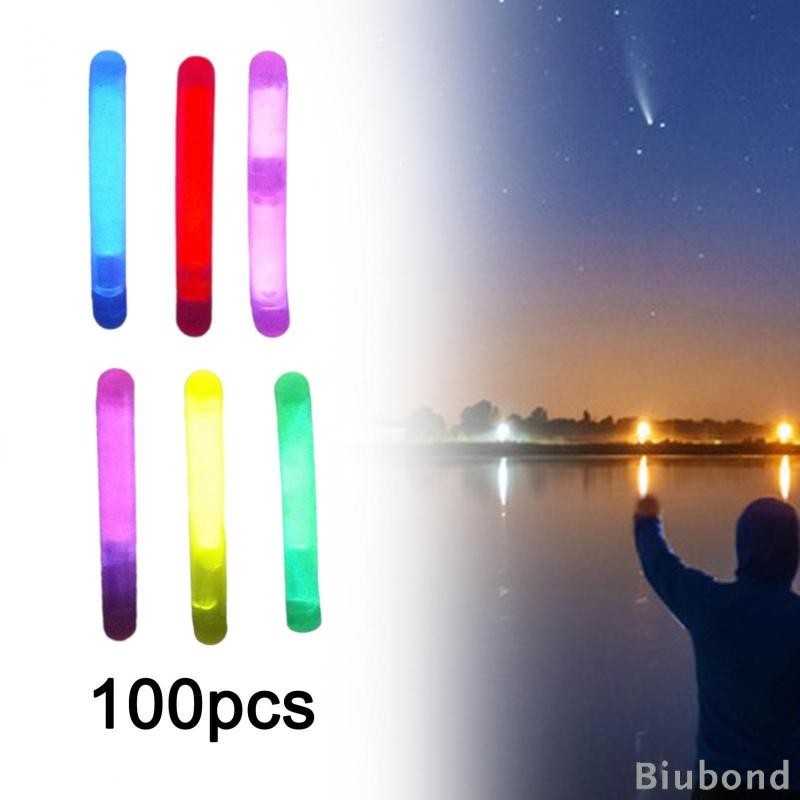 [Biubond] แท่งเรืองแสง น้ําหนักเบา แบบพกพา สุ่มสี สําหรับตกปลา 100 ชิ้น