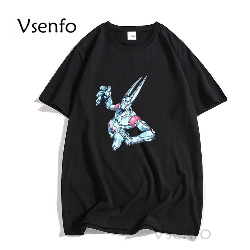 YIC  Jojo Bizarre Adventure D4C T Shirt Men Anime Graphic Tee Shirt Summer Cotton Short Sleeve Man T